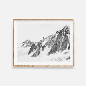 mountain print, nature photography, black and white mountain print, snowy mountain wall art, landscape poster, nature wall art, modern decor