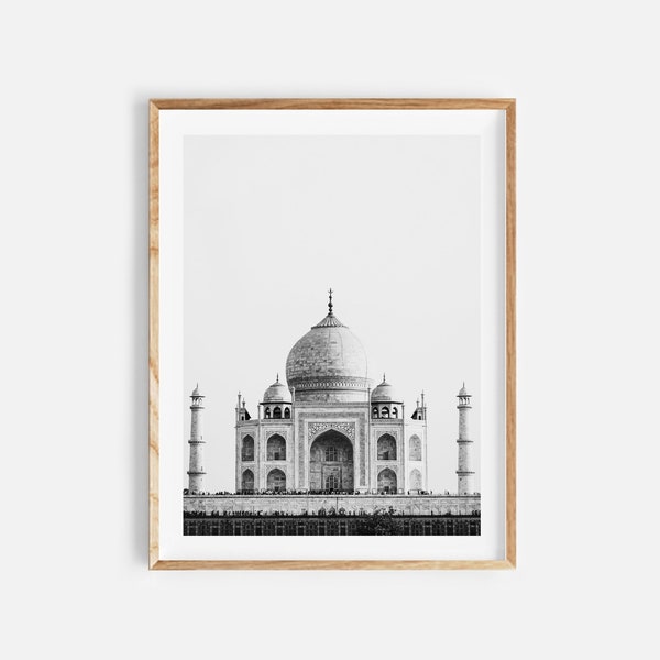 taj mahal print, india wall art, architecture print, boho decor, travel photography, black and white photo, india poster, boho wall art