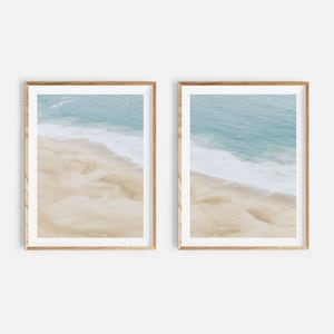 beach print set of 2, ocean printable wall art, digital download, aerial beach photo, gallery wall set, ocean wave print, instant download