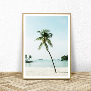 Impresión de palmera, descarga digital, póster de playa, decoración costera, arte mural grande, póster de palmera, arte mural costero, descarga instantánea