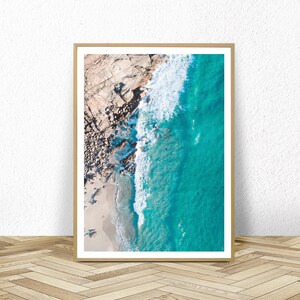 Luftaufnahme Strand Foto, digitaler Download, Küstenwandbild, Strand Poster, großes Strandbild, Küstenwandkunst, sofortiger Download, moderner Druck