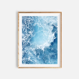 impresión del océano, cartel de olas, fotografía aérea, impresión de olas del océano, arte de la pared costera, cartel del océano, foto aérea del océano, decoración minimalista