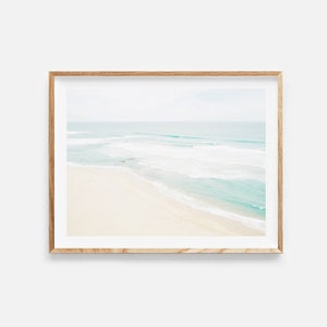 aerial beach print, digital download, beach photography, ocean printable, beach poster, coastal wall decor, ocean waves, horizontal wall art