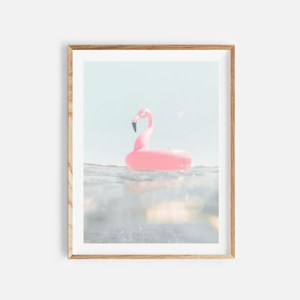 summer print, digital download, pink flamingo poster, colorful art, summer printable wall art, beach print, large poster, instant download