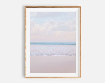 beach print, pastel wall art, digital download, beach poster, blush sunset, beach wall art, coastal decor, dreamy sunset, instant download