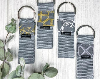 Gray-neutral colors mini keychain, Fabric keyring, Keyring for women, gift for woman, Key fob, Lanyard, cute keyring, keyring
