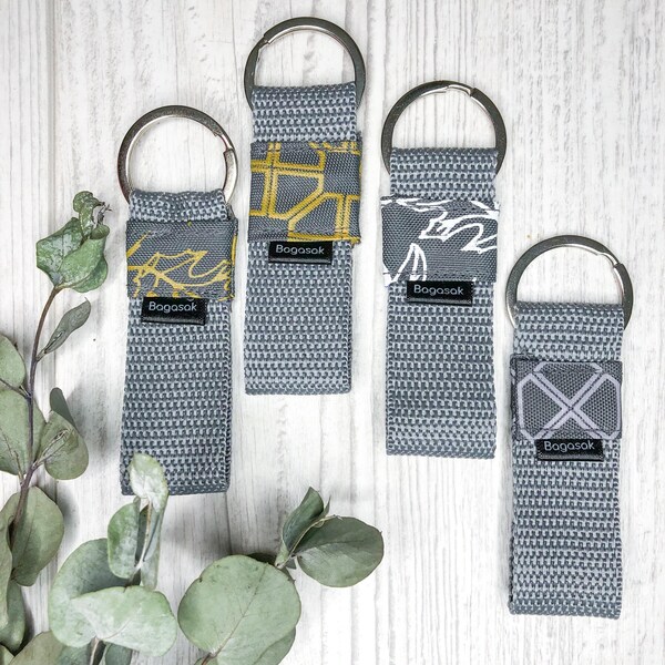 Gray-neutral colors mini keychain, Fabric keyring, Keyring for women, gift for woman, Key fob, Lanyard, cute keyring, keyring
