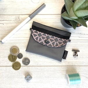 Mini bolso gris_negro_diamante salmón- billetera pequeña, Mini Monedero, Titular de la tarjeta de crédito, regalo para ella, bolsa de monedas