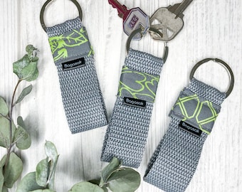 Gray-light green mini keychain, Fabric keyring, Keyring for women, gift for woman, Key fob, Lanyard, cute keyring, keyring, mini keyring