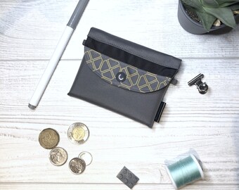 Mini Wallet grey tan diamond, minimalist wallet, watfer repellent Card Holder, Wallet with Card Slot, Coin Pouch, Gift Him, travel wallet,