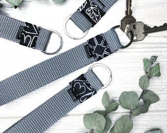 Gray-black pattern, Wristlet Key Fob, Keychain, Key Chain, Wrist Lanyard, Key Strap, Key Ring, Hands Free Keychain,Phone Strap,Camera Strap
