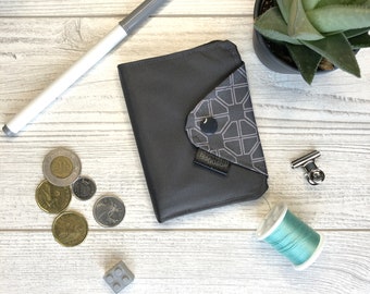 Small bifold Wallet, charcoal_grey diamond, water repellent Card Holder, Small Wallet Card Slot, Coin Pouch, Gift for Her, travel wallet