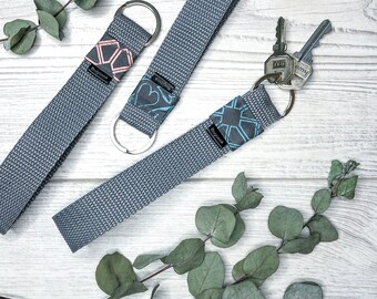 Gray-pastel colors, Wristlet Key Fob, Keychain, Key Chain, Wrist Lanyard, Key Strap, Key Ring, Hands Free Keychain,Phone Strap,Camera Strap