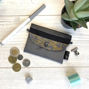 ミニ財布 グレー_ブラック_ハートオークル- 小さな財布、ミニ財布、クレジットカードホルダー、彼女へのギフト、コインポーチ