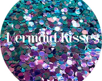 Mermaid Kisses - Purple to Blue Teal Glitter Dots - Polyester Glitter