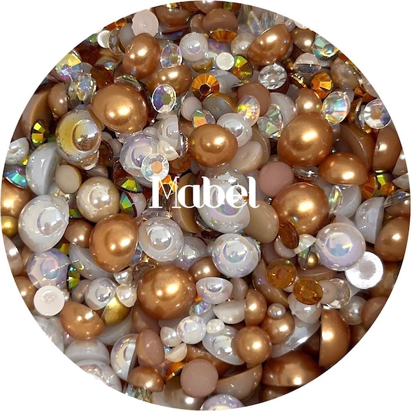 Mabel - Mélange de perles et de strass à dos plat