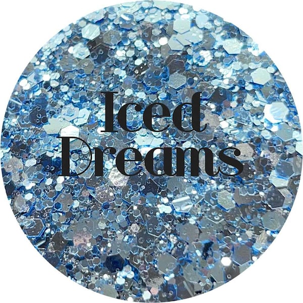 Iced Dreams - Mirrored Light Blue Chunky Mix Polyester Glitter