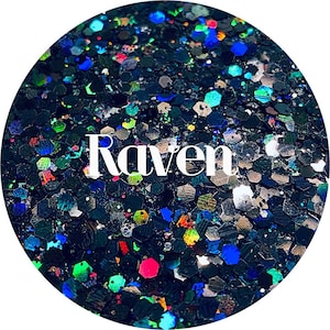 Raven - Black Holographic Chunky Mix Polyester Glitter