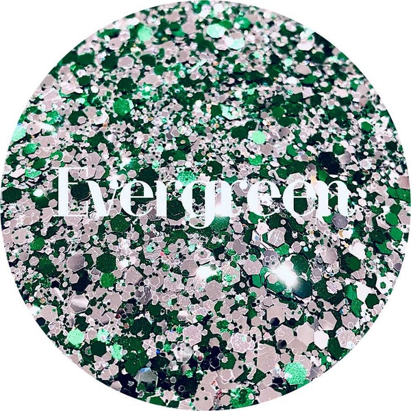 Evergreen  - Green and Silver Chunky Mix Metallic Glitter