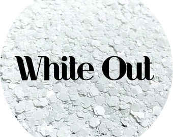 White Out - Solid White Chunky Mix Polyester Glitter