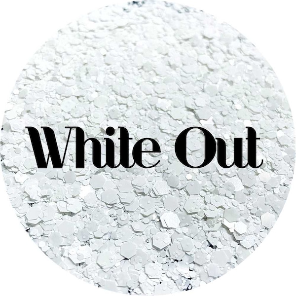 White Out - Solid White Chunky Mix Polyester Glitter