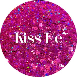 Kiss Me - Pink Holographic Chunky Mix Polyester Glitter