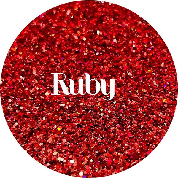 Ruby - Holographic Red Chunky Mix Polyester Glitter