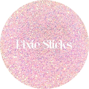 May include: Pink iridescent glitter with the text "Pixie Sticks" in white.