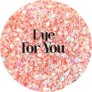 Dye For You - White and  Coral Tie Dye Chunky Mix Polyester Glitter