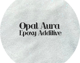 May include: A white, sparkly, iridescent powder labeled "Opal Aura Epoxy Additive".