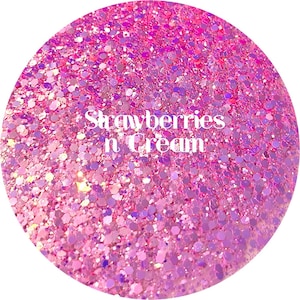 Strawberries n&#39; Cream - Color Shift Chunky Mix Polyester Glitter