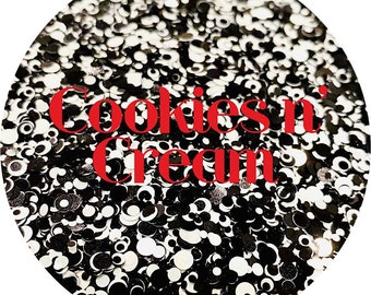 Cookies n' Cream - White and Black Dot Mix Polyester Glitter