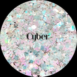 Cyber - White Polyester Glitter Mix with Butterflies
