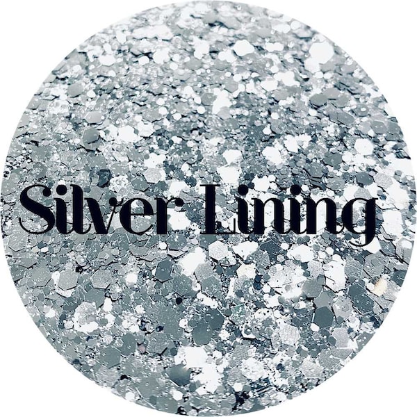 Silver Lining - Metallic Silver Chunky Mix Polyester Glitter