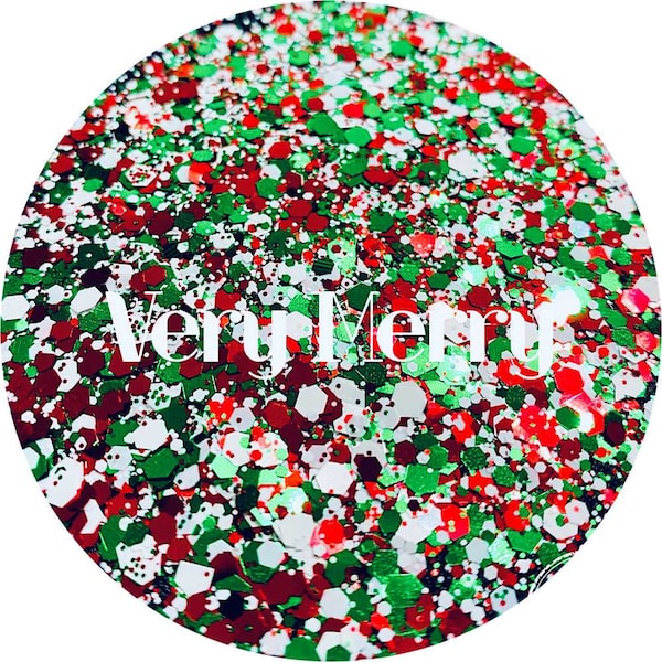 Very Merry - Red, Green and White Polyester Glitter - Christmas Glitter