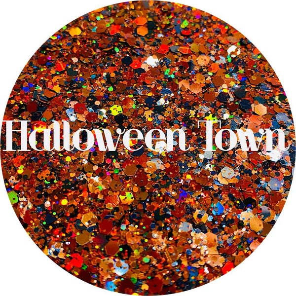 Halloween Town - Orange and Black Holographic Polyester Glitter Mix - Halloween Glitter