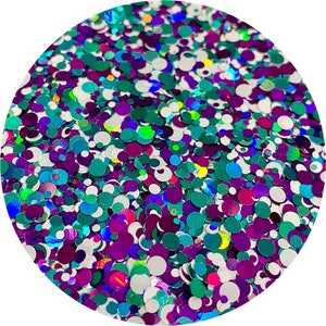 Winter Bliss - Purple Teal and White Glitter Dots - Polyester Glitter
