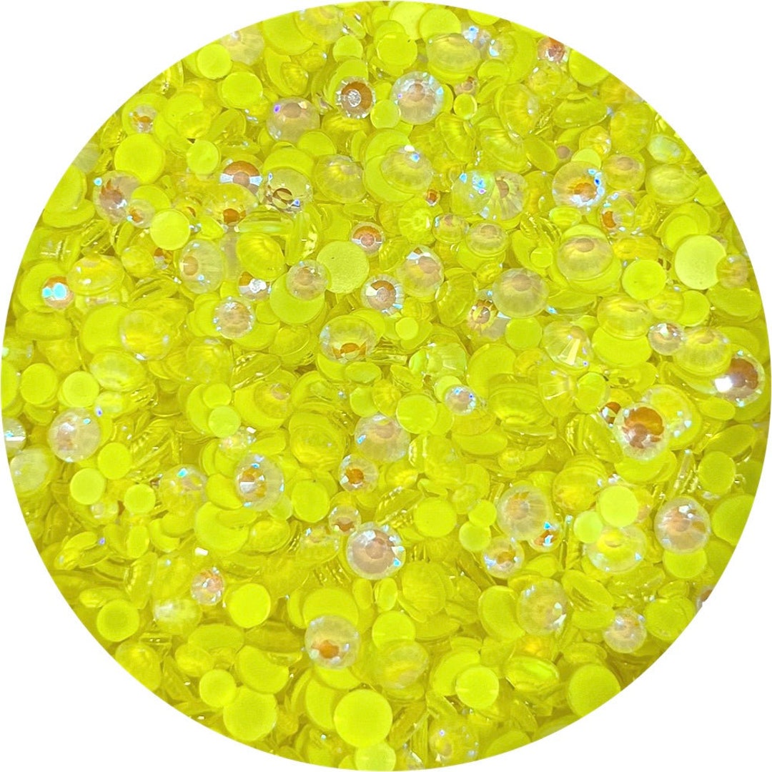 Yellow Grey Rhinestone Lustrous Yellow - Flatback Glass Rhinestones - Etsy