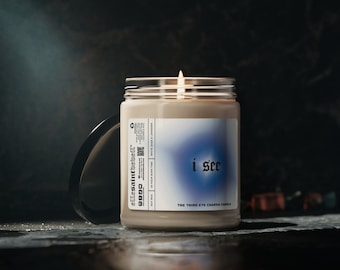 Veo vela chakra del tercer ojo / vela de cera de soja perfumada de lujo / vela de tarro de manifestación hecha a mano de salvia blanca y lavanda, 9 oz