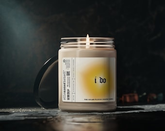 I Do Solar Plexus Chakra Candle | Luxury Scented Soy Wax Candle | Coconut Cream & Cardamom Handcrafted Manifestation Jar Candle,  9oz
