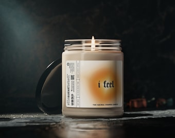 Siento vela de chakra sacro / vela de cera de soja perfumada de lujo / vela de tarro de manifestación hecha a mano de manzana dulce y picante, 9 oz