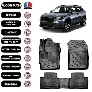Floor Mats Liner Fits Toyota Corolla Cross (2022-2025) Waterproof 4D Molded Black 4Pcs