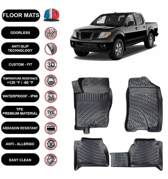 Floor Mats Liner Fits Nissan Navara D40 frontier 2005 2013 Waterproof 4D Molded Black 4pcs Etsy
