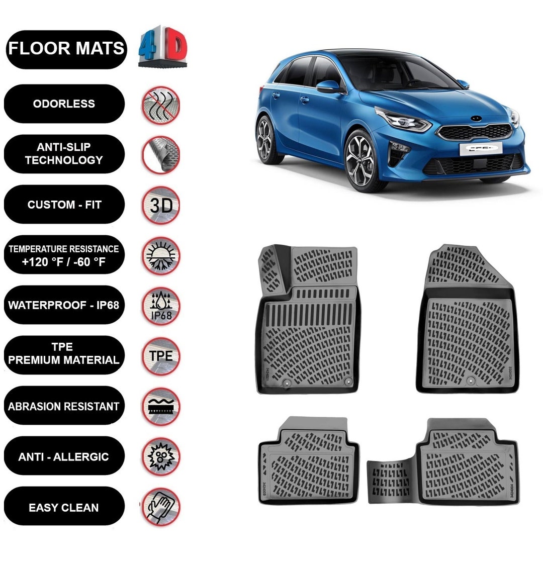 Floor Mats Liner Fits Kia Ceed 2022UP Waterproof 4D Molded Black 4pcs
