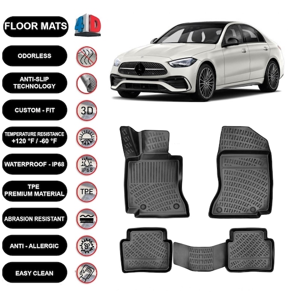 Custom All Weather Car Mats 2019-2025 TuxMat Custom Floor Mats For Mercedes- Benz A-Class (2019-2025) - Max Coverage All Weather Liners, 1st & 2nd Row Set Car Floor Mats Custom All Weather Car Mats 2019-2025 TuxMat Custom Floor Mats For Mercedes- Benz A-Class (2019-2025) - Max Coverage All Weather Liners, 1st & 2nd Row Set Car Floor Mats