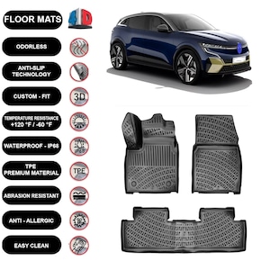 Floor Mats Liner Fits Renault Megane E-Tech (2022-up) Waterproof 4D Molded Black 4Pcs