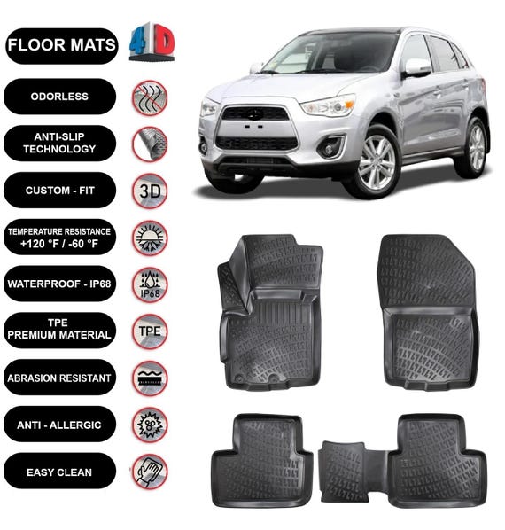 Floor Mats Liner Fits Mitsubishi ASX 2010 2022 Waterproof 4D Molded Black 4pcs Etsy