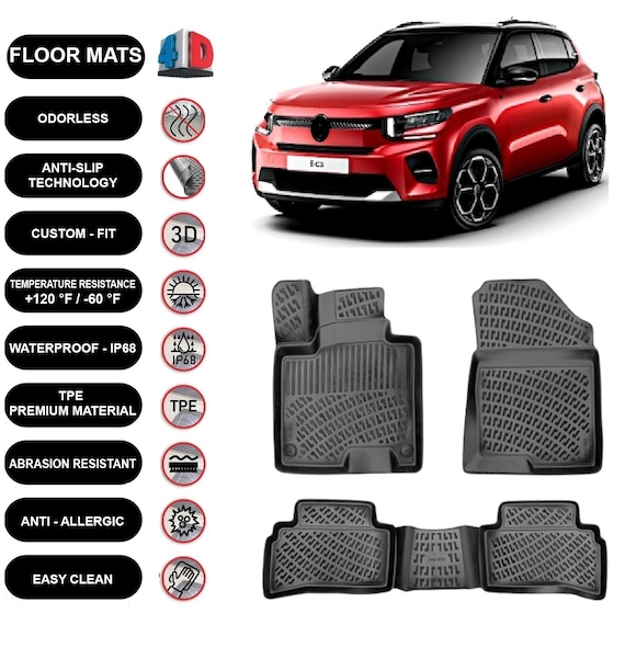 Floor Mats Liner Fits Citroen C3 Electric (2024-2025) Waterproof