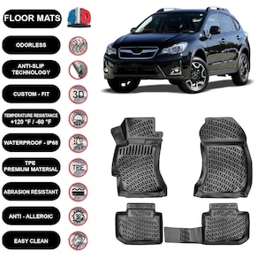 Floor Mats Liner Fits Subaru XV (2012-2020) Waterproof 4D Molded Black 4Pcs