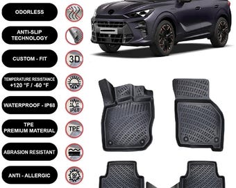 Alfombrillas impermeables moldeadas en 4D para Cupra Terramar (2023-2026), color negro (4 unidades)